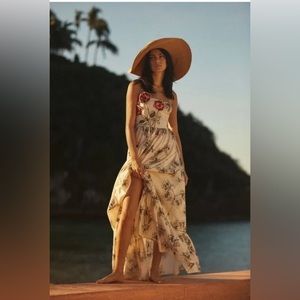 Anthropologie Especia Embroidered Maxi Dress Size S